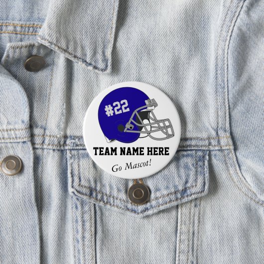 Donkerblauw Grijs Footballs Helm Button (In situ)