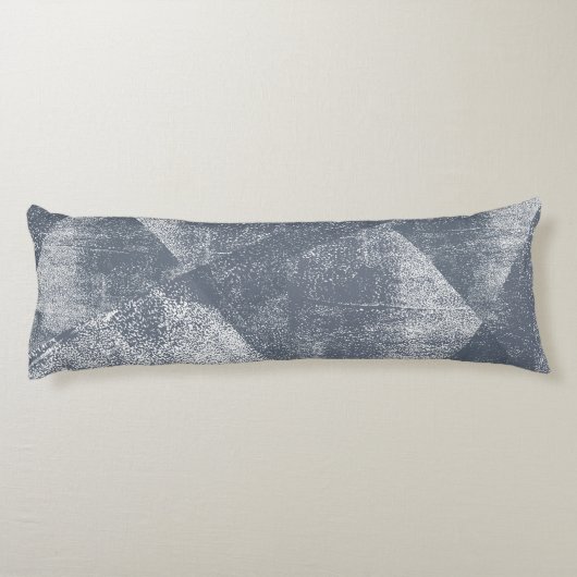 Donkerblauw-grijs minimale geometrische inkttextuu lichaamskussen (Achterkant)
