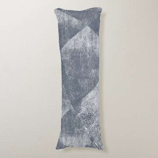 Donkerblauw-grijs minimale geometrische inkttextuu lichaamskussen (Voorkant Verticaal)