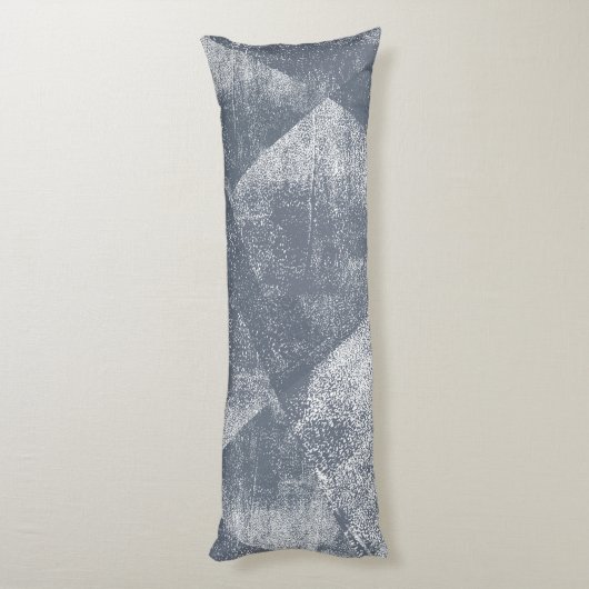 Donkerblauw-grijs minimale geometrische inkttextuu lichaamskussen (Achterkant (Verticaal))