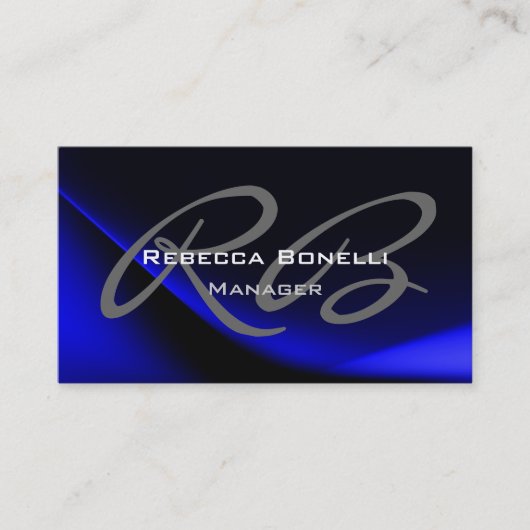 Donkerblauw Grijs Monogram Manager-Visitekaartje Visitekaartje (Voorkant)