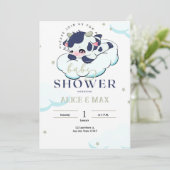 Donkerblauw Grijs Sleepy Koe Wit Cloud Baby shower Kaart (Staand voorkant)