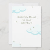 Donkerblauw Grijs Sleepy Koe Wit Cloud Baby shower Kaart (Achterkant)