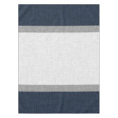 Donkerblauw grijs wit gespiegeld snijvlak streep tafelkleed (Voorkant)