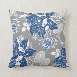 Donkerblauw grijs witte platte decoratieve piloot kussen