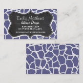 Donkerblauw-grijze giraffe dierprint; schoolbord visitekaartje (Voorkant / Achterkant)