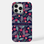  Donkerblauw Groen Bloemen Roze Bloemen iPhone Hoesje (Achterkant)