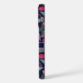  Donkerblauw Groen Bloemen Roze Bloemen iPhone Hoesje (Linkerkant)