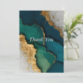 Donkerblauw, groen en goud bedankkaart kaart (Staand voorkant)