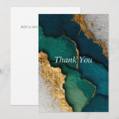 Donkerblauw, groen en goud bedankkaart kaart (Voorkant / Achterkant)