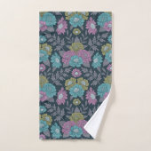 Donkerblauw, groen en Paars Floral Bad Handdoek (Handdoek)