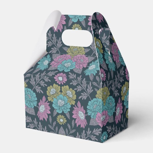 Donkerblauw, groen en Paars Floral Bedankdoosjes (Achterkant)