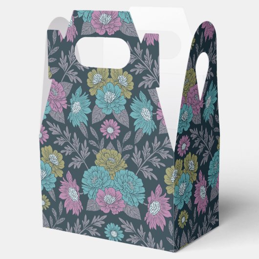 Donkerblauw, groen en Paars Floral Bedankdoosjes (Geopend)