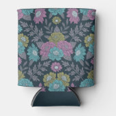 Donkerblauw, groen en Paars Floral Blikjeskoeler (Voorkant)