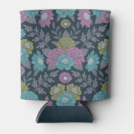 Donkerblauw, groen en Paars Floral Blikjeskoeler