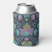 Donkerblauw, groen en Paars Floral Blikjeskoeler (Blikje Achterkant)