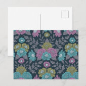 Donkerblauw, groen en Paars Floral Briefkaart (Voorkant / Achterkant)