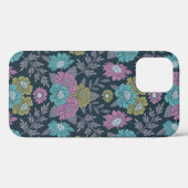 Donkerblauw, groen en Paars Floral Case-Mate iPhone Case (Achterkant (horizontaal))