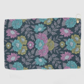 Donkerblauw, groen en Paars Floral Golfhanddoek (Horizontaal)