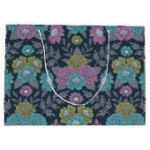 Donkerblauw, groen en Paars Floral Groot Cadeauzakje (Achterkant)