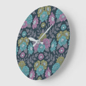 Donkerblauw, groen en Paars Floral Grote Klok (Hoek)