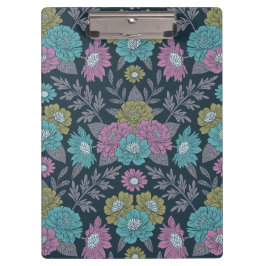 Donkerblauw, groen en Paars Floral Klembord