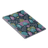 Donkerblauw, groen en Paars Floral Notitieboek (Rechterzijde)