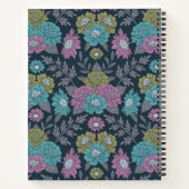 Donkerblauw, groen en Paars Floral Notitieboek (Achterkant)