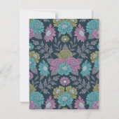 Donkerblauw, groen en Paars Floral Notitiekaartje (Achterkant)