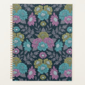 Donkerblauw, groen en Paars Floral Planner (Voorkant)