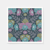 Donkerblauw, groen en Paars Floral Servet (Voorkant)