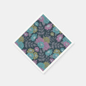 Donkerblauw, groen en Paars Floral Servet (Hoek)
