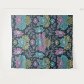 Donkerblauw, groen en Paars Floral Wandkleed (Voorkant (horizontaal))