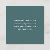 Donkerblauw groen met Floral Bouquet Foto Vierkante Visitekaartje (Achterkant)