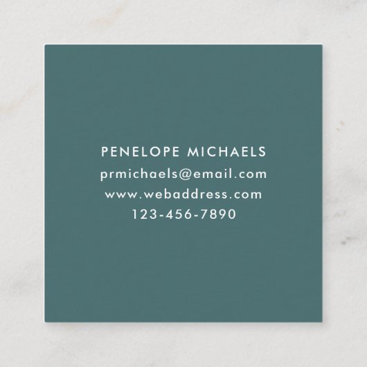 Donkerblauw groen met Floral Bouquet Foto Vierkante Visitekaartje (Achterkant)