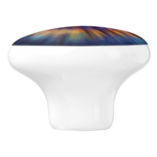 Donkerblauw Groen oranje gele iris oogbal Keramische Knop (Zijkant)