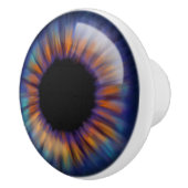 Donkerblauw Groen oranje gele iris oogbal Keramische Knop (Rechts)