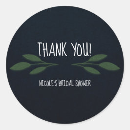 Donkerblauw Groene Bladeren Moderne Groene Planten Ronde Sticker