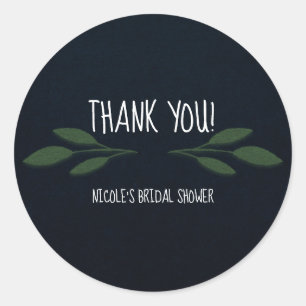 Donkerblauw Groene Bladeren Moderne Groene Planten Ronde Sticker