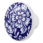 Donkerblauw groot bloemontwerp — marinecertificaat keramische knop (Rechts)