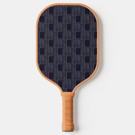  donkerblauw Grunge American Flag Pattern Pickleball Paddle (Voorkant)