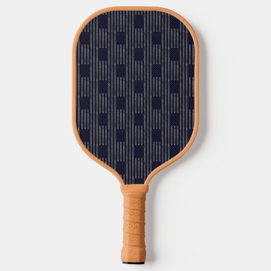  donkerblauw Grunge American Flag Pattern Pickleball Paddle (Achterkant)