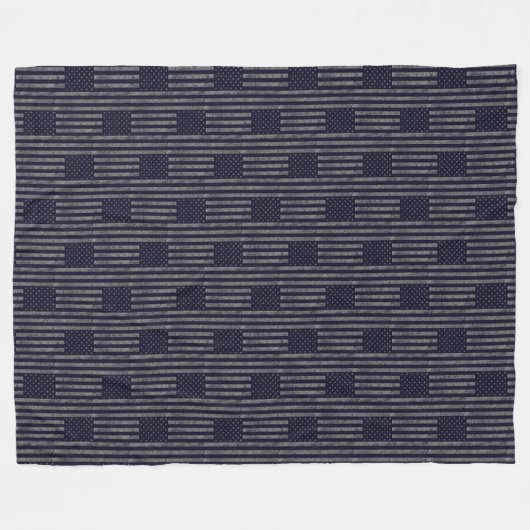  Donkerblauw Grunge USA Amerikaans Vlag Patroon Fleece Deken (Voorkant (Horizontaal))