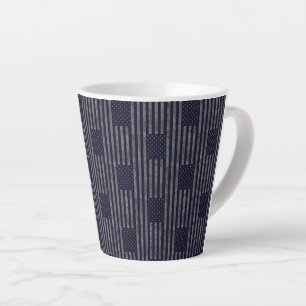 Donkerblauw Grunge USA Amerikaans Vlag Patroon Latte Mok