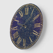  donkerblauw handschrift en gouden handvaten grote klok (Hoek)