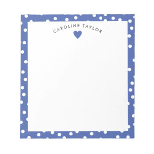 Donkerblauw Hart & Stippen Schattige Girly Custom Notitieblok