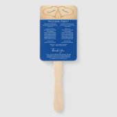 Donkerblauw hart strand bruiloft ceremonie program handwaaier (Achterkant)