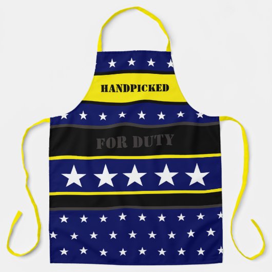 Donkerblauw Helder Geel en Zwart Schort (Voorkant)