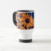 Donkerblauw, heldere Oranje zonnebloemen Reisbeker (Voorkant links)