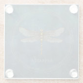 donkerblauw hemelse mystieke libel glazen onderzetter (Achterkant)